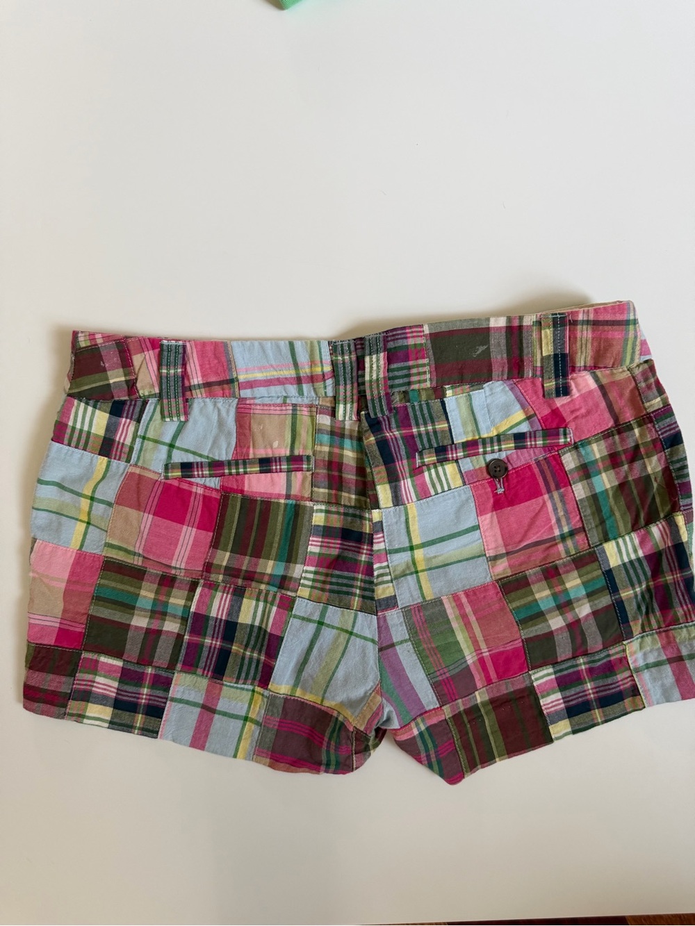 J. Crew Plaid Cotton Patchwork Shorts in Pink and Green - Picture 2 of 4